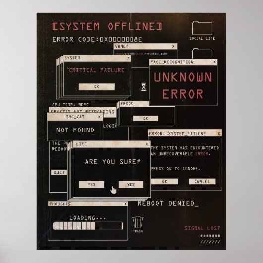 Systeem offline - Techno-Brutalist ontwerp Poster (Voorkant)