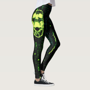 Systeemfout Cyberpunk Screaming Skull Green Leggings