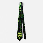 Systeemfout Cyberpunk Screaming Skull Green Stropdas (Voorkant)