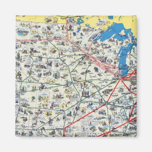 Systeemkaart van American Airlines Magneet (Voorkant)