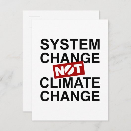 Systeemverandering niet klimaatverandering briefkaart (Voorkant / Achterkant)