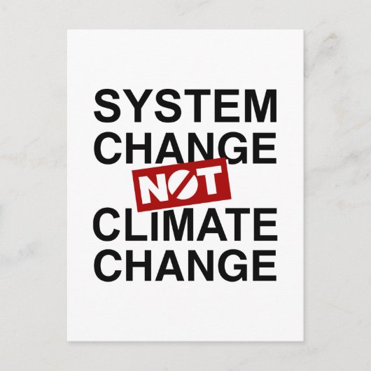 Systeemverandering niet klimaatverandering briefkaart (Voorkant)