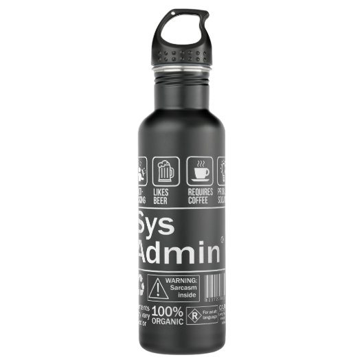 System Administrator Product Label Unix Linux Cof Waterfles (Voorkant)
