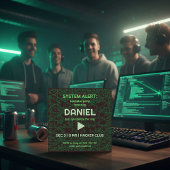 System Alert Hacker Bachelor Party Invitation Kaart