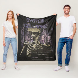 System Collapse - Techno-Dystopische Streetwear Fleece Deken