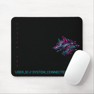 :: SYSTEM_GMR Cyber Wolf Neon Glitch Gamer Muismat