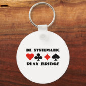 Systematische Play Bridge (vier kaartsleuven) Sleutelhanger (Voorkant)