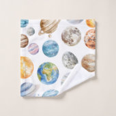 Système solaire à l'aquarelle Planètes Espace extr (Gant de toilette)