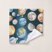 Système solaire à l'aquarelle Planètes Espace extr (Gant de toilette)