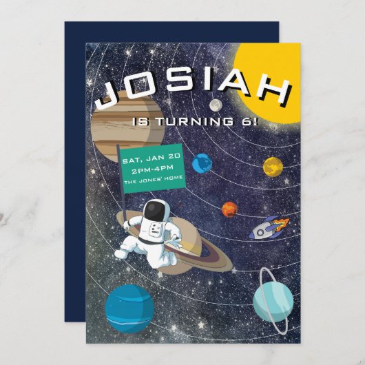 Système solaire, Invitation d'anniversaire de l'as (Devant / Derrière)