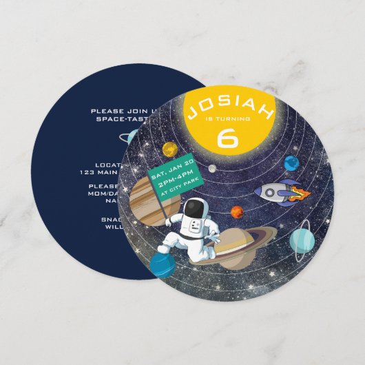 Système solaire Invitation de fête d'anniversaire (Devant / Derrière)