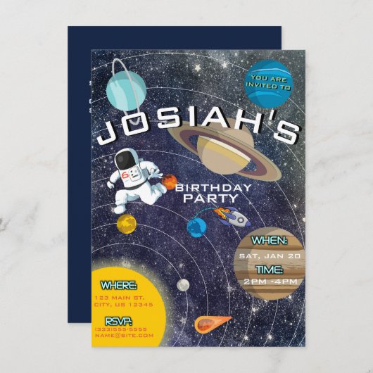 Système solaire Invitation de fête d'anniversaire (Devant / Derrière)