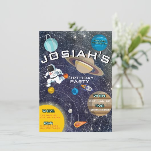 Système solaire Invitation de fête d'anniversaire (Debout devant)