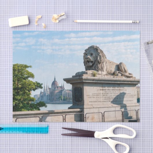 Szechenyi Chain Bridge en parlement van Boedapest Tissuepapier (Craft)