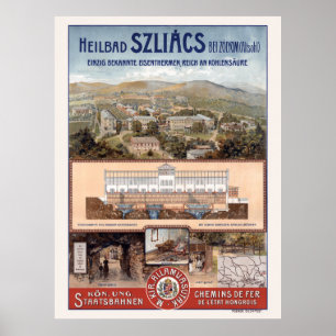 Szliács Spa Slovaquie Poster vintage 1910