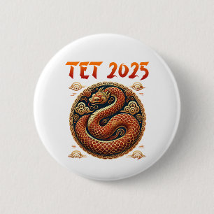 Tết 2025 Jaar van de Slang Vietnamese Nieuwjaar Ronde Button 5,7 Cm