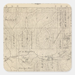 T15S R27E Tulare County Section Map Vierkante Sticker
