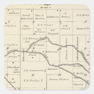 T17S R25E Tulare County Section Map Vierkante Sticker