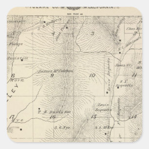 T17S R27E Tulare County Section Map Vierkante Sticker