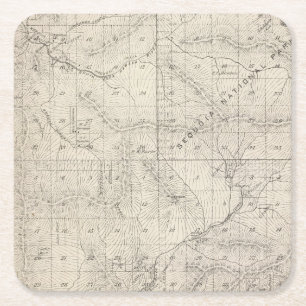 T1819S R2930E Tulare County Section Map Vierkante Kartonnen Onderzetter