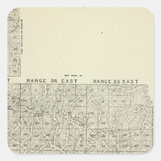 T1820S R3236E Tulare County Section Map Vierkante Sticker (Voorkant)