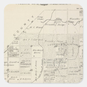 T18S R21E Tulare County Section Map Vierkante Sticker