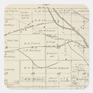 T18S R24E Tulare County Section Map Vierkante Sticker