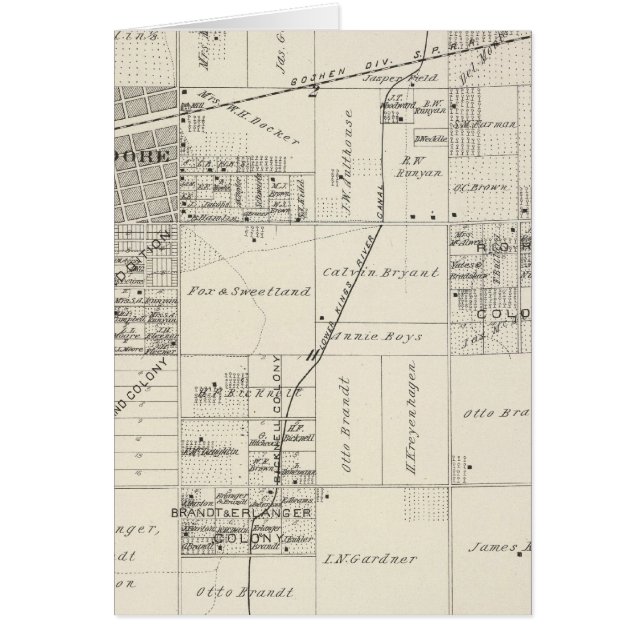 T19S R20E NE 1/4 Tulare Comté Plan de section (Devant)