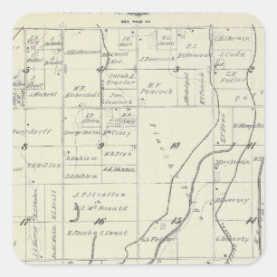 T19S R22E Tulare County Section Map Vierkante Sticker