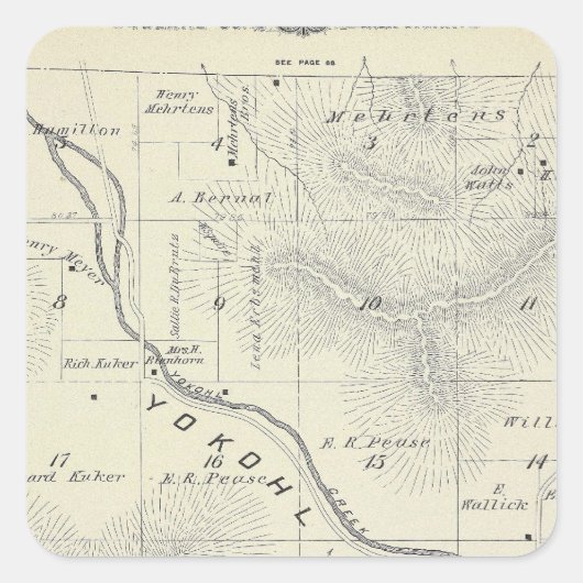 T19S R27E Tulare County Sectie Map Vierkante Sticker (Voorkant)