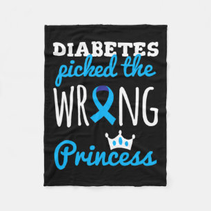 T1d Bewustheid Princess Girls Diabetic Blue Ribbon Fleece Deken
