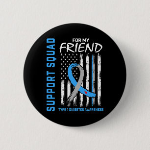 T1D Bewustzijn Amerikaanse vlag Vriend Type 1 Diab Ronde Button 5,7 Cm