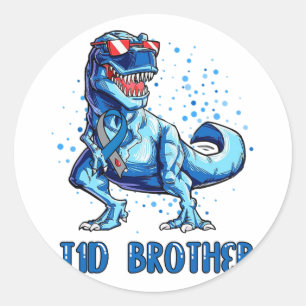T1d Broer Type 1 Diabetes Lint T Rex Dinosaur Ronde Sticker