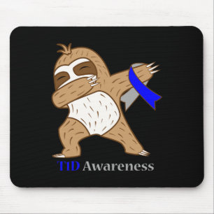 T1D Diabetes Awareness Ribbon Dabbing Sloth Warrio Muismat