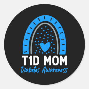 T1D Diabetes Dag S Type 1 Diabetische Moeder Regen Ronde Sticker