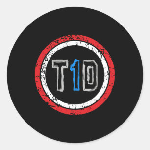T1d Embleem Type 1 Diabetes Awareness Ronde Sticker