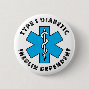 T1d Medische waarschuwing [cyaan] Ronde Button 5,7 Cm