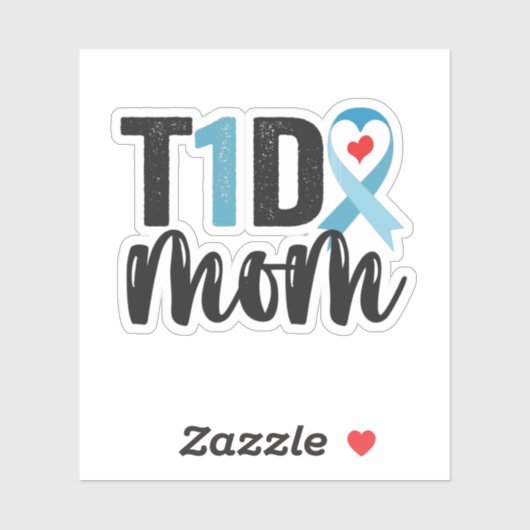 T1D Mom Diabetes Awareness Ribbon Family Gift Sticker (Vel)