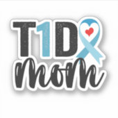 T1D Mom Diabetes Awareness Ribbon Family Gift Sticker (Voorkant)