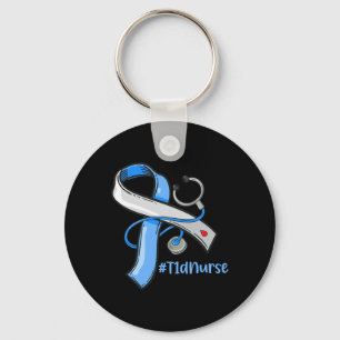 T1d Nurse Blue Ribbon Stethoscope Diabetes Awarene Sleutelhanger
