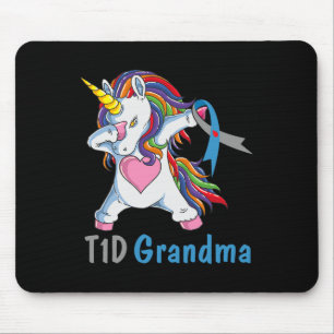 T1D Oma Dabbing Eenhoorn Type 1 Diabetes Bewustzij Muismat