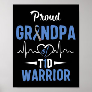 T1D Proud Grandpa Diabetes Awareness Type 1 Insuli Poster