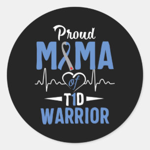 T1d Trommel Mama Diabetes Awareness Type 1 Insulin Ronde Sticker
