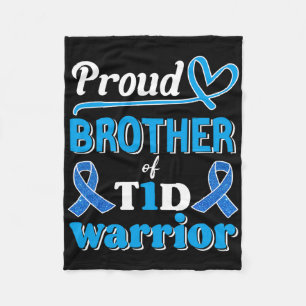 T1d Trots Broer Diabetes Bewustzijn Blauwe Lint Fleece Deken