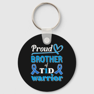 T1d Trots Broer Diabetes Bewustzijn Blauwe Lint  Sleutelhanger