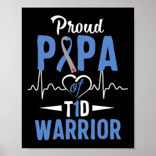 T1d Trots Papa Diabetes Bewustzijn Type 1 Insuline Poster