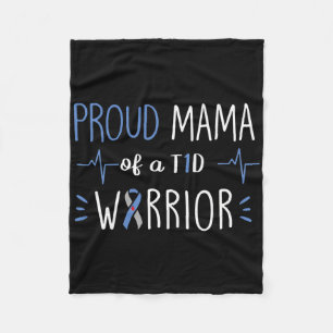 T1d Trotse Mama Diabetes Bewustzijn Blauwe Lint Ma Fleece Deken