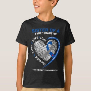 T1D Type 1 Diabetes Awareness Sister van een Type T-shirt