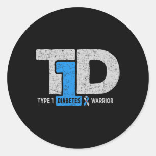 T1d Type 1 Diabetes Krijger Bewustzijn Diabetische Ronde Sticker
