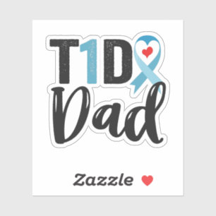 T1D vader Diabetes Awareness blauwe lint familiege Sticker